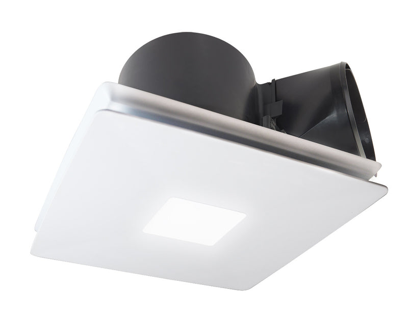 Rapid Response Ducted Ceiling Exhaust Fan with Run on Timer with Square White LED Grille